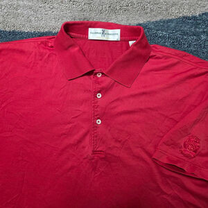 Fairway & Greene Polo Shirt L Red Cotton Valencia Gold Club Embroidered Crest
